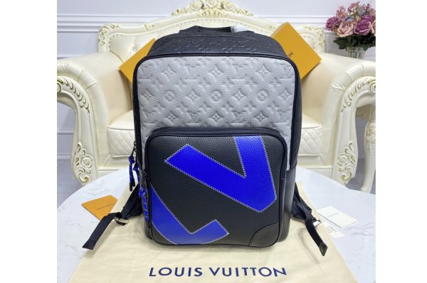 Replica Louis Vuitton M59924 LV Dean Backpack in Black and Gray Taurillon leather