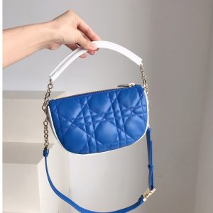 Replica Christian Dior M7200 Small Dior Vibe Hobo bag in Blue Cannage Lambskin