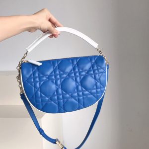 Replica Christian Dior M7201 Medium Dior Vibe Hobo bag in Blue Cannage Lambskin