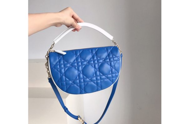 Replica Christian Dior M7201 Medium Dior Vibe Hobo bag in Blue Cannage Lambskin