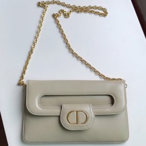 Replica Christian Dior M8641 Dior Medium DiorDouble bag in Gray Smooth Calfskin