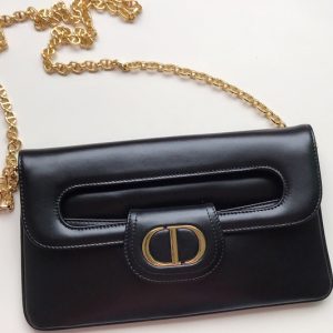 Replica Christian Dior M8641 Dior Medium DiorDouble bag in Black Smooth Calfskin