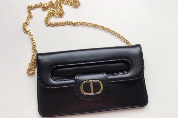 Replica Christian Dior M8641 Dior Medium DiorDouble bag in Black Smooth Calfskin