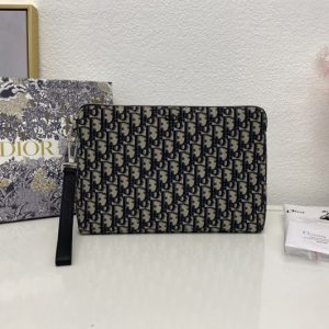 Replica Christian Dior 2OBCA251 Dior pouch in Beige and Black Dior Oblique Jacquard