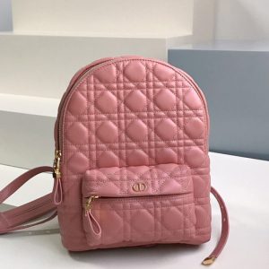 Replica Christian Dior M9221 Small Dior Backpack in Pink Cannage Lambskin