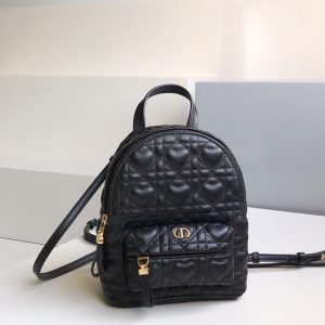 Replica Christian Dior M9222 Mini Dior Backpack in Black Cannage Lambskin