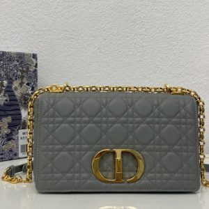 Replica Christian Dior M9242 Medium Dior Caro bag in Grey Supple Cannage Calfskin