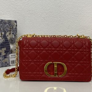 Replica Christian Dior M9242 Medium Dior Caro bag in Red Supple Cannage Calfskin