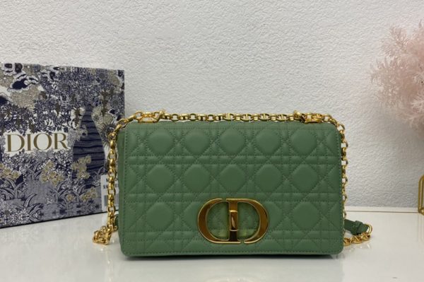 Replica Christian Dior M9242 Medium Dior Caro bag in Green Supple Cannage Calfskin