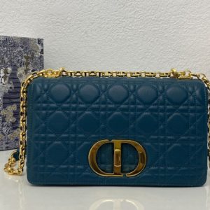 Replica Christian Dior M9242 Medium Dior Caro bag in Blue Supple Cannage Calfskin