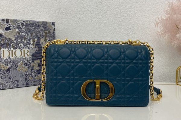 Replica Christian Dior M9242 Medium Dior Caro bag in Blue Supple Cannage Calfskin