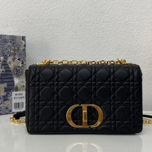 Replica Christian Dior M9242 Medium Dior Caro bag in Black Supple Cannage Calfskin