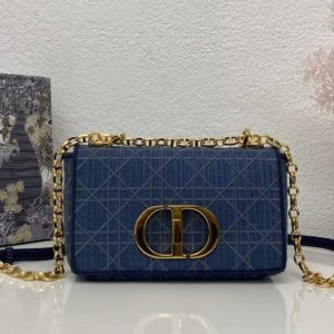 Replica Christian Dior M9241 Small Dior Caro bag in Blue Dior Cannage Denim