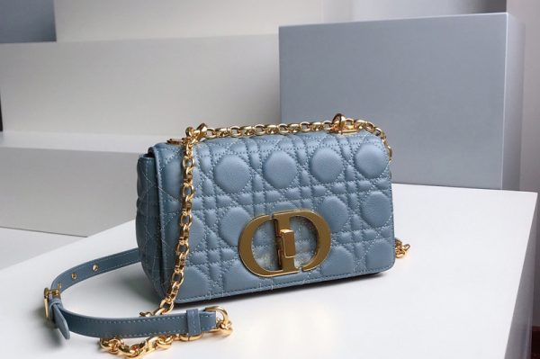 Replica Christian Dior M9241 Small Dior Caro bag in Cloud Blue Soft Cannage Calfskin