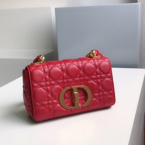 Replica Christian Dior M9241 Small Dior Caro bag in Red Soft Cannage Calfskin