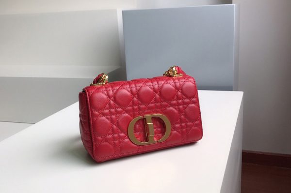 Replica Christian Dior M9241 Small Dior Caro bag in Red Soft Cannage Calfskin