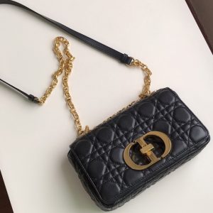 Replica Christian Dior M9241 Small Dior Caro bag in Black Soft Cannage Calfskin