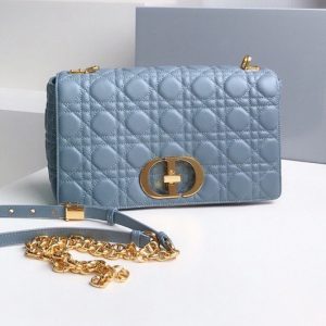 Replica Christian Dior M9243 Large Dior Caro bag in Blue Soft Cannage Calfskin