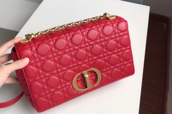 Replica Christian Dior M9243 Large Dior Caro bag in Red Soft Cannage Calfskin