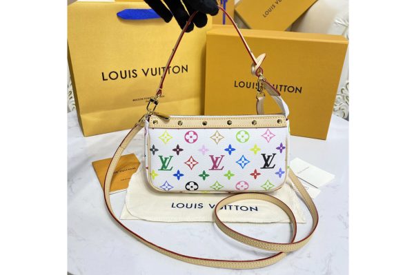 Replica Louis Vuitton M92649 LV Monogram Multicolor White Pochette Hand Bag