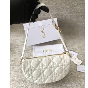 Replica Christian Dior M7201 Medium Dior Vibe Hobo bag in White Cannage Lambskin