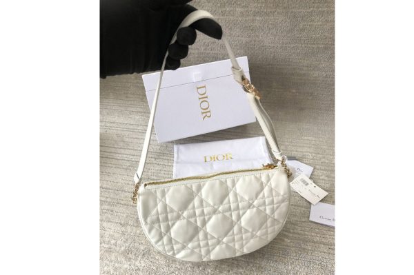 Replica Christian Dior M7201 Medium Dior Vibe Hobo bag in White Cannage Lambskin