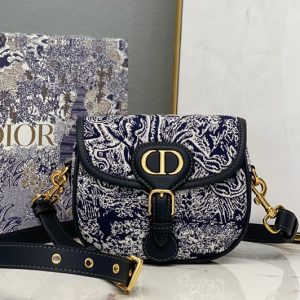 Replica Christian Dior M9317 Small Dior Bobby Bag in Blue Toile de Jouy Reverse Jacquard