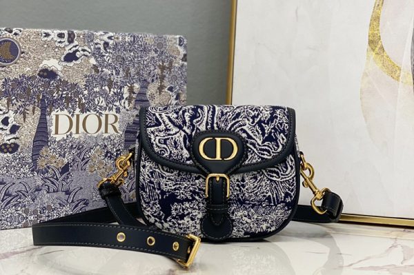 Replica Christian Dior M9317 Small Dior Bobby Bag in Blue Toile de Jouy Reverse Jacquard