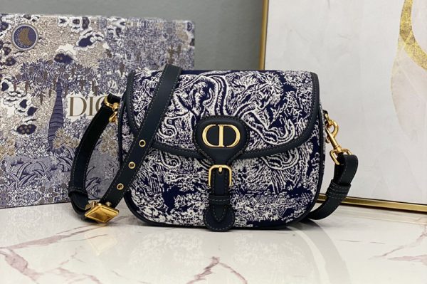 Replica Christian Dior M9319 Medium Dior Bobby Bag in Blue Toile de Jouy Reverse Jacquard