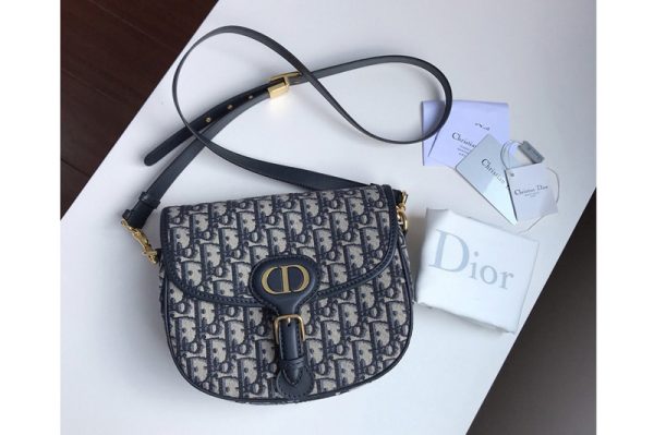 Replica Christian Dior M9319 Medium Dior Bobby Bag in Blue Dior Oblique