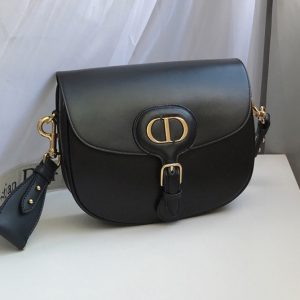 Replica Christian Dior M9319 Medium Dior Bobby Bag in Black Box Calfskin