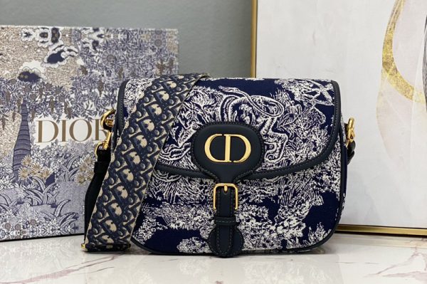 Replica Christian Dior M9320 Large Dior Bobby Bag in Blue Toile de Jouy Reverse Jacquard