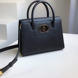 Replica Christian Dior M9321 Dior Medium St Honoré tote bag in Black Grained Calfskin