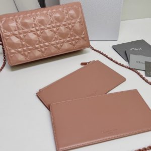 Replica Christian Dior S0204 Lady Dior pouch in Pink Cannage Calfskin with Diamond Motif