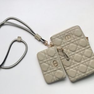 Replica Christian Dior S5036 Dior Caro Multifunctional Pouch in Apricot Supple Cannage Calfskin