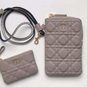 Replica Christian Dior S5036 Dior Caro Multifunctional Pouch in Grey Supple Cannage Calfskin