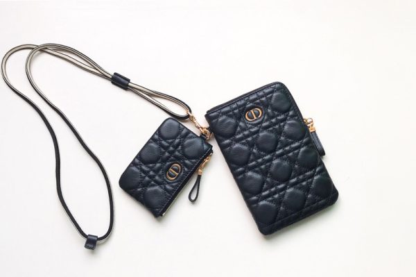 Replica Christian Dior S5036 Dior Caro Multifunctional Pouch in Black Supple Cannage Calfskin