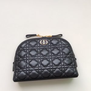 Replica Christian Dior S5047 Dior Caro Beauty Pouch in Black Supple Cannage Calfskin