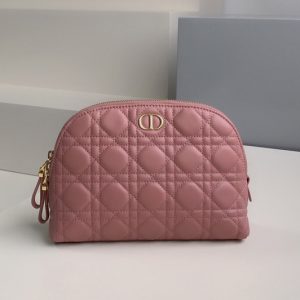 Replica Christian Dior S5047 Dior Caro Beauty Pouch in Pink Supple Cannage Calfskin