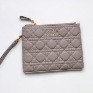 Replica Christian Dior S5085 Small Dior Caro Daily pouch in Grey Supple Cannage Calfskin