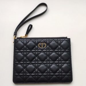 Replica Christian Dior S5085 Small Dior Caro Daily pouch in Black Supple Cannage Calfskin