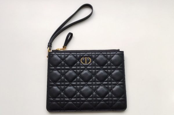 Replica Christian Dior S5085 Small Dior Caro Daily pouch in Black Supple Cannage Calfskin