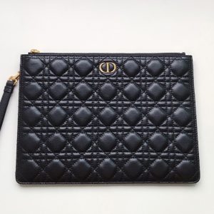 Replica Christian Dior S5086 Large Dior Caro Daily pouch in Black Supple Cannage Calfskin