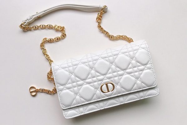 Replica Christian Dior S5091 Dior Caro belt pouch With Chain Bag in Latte Supple Cannage Calfskin