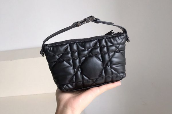 Replica Christian Dior S5553 Small DiorTravel Nomad pouch in Black Macrocannage Calfskin