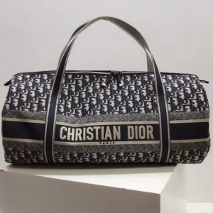 Replica BEIGE AND BLACK DIOR OBLIQUE JACQUARD DUFFLE BAG in Beige and black Dior Oblique jacquard