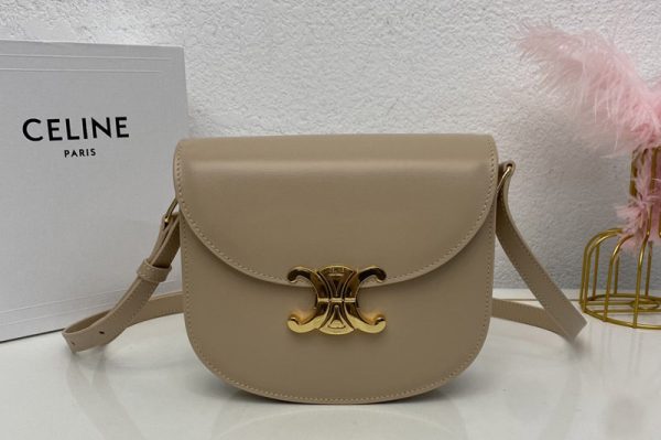 Replica Celine 110413 TEEN BESACE TRIOMPHE bag IN Beige SHINY CALFSKIN