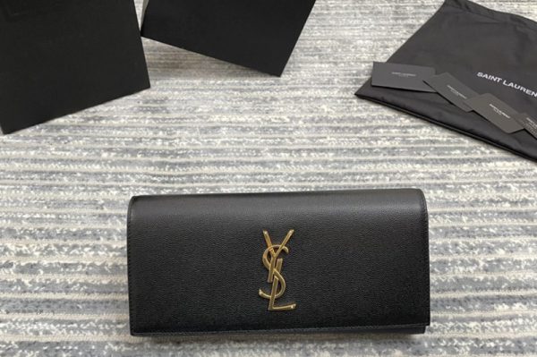 Replica Saint Laurent 326079 YSL Kate Clutch IN Black Grain De Poudre Embossed Leather