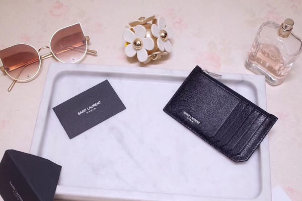 Replica Saint Laurent YSL 346104 Card Case Black Calf Leather