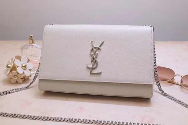 Replica Saint Laurent YSL 354021 Kate Tassel Chain Bag White Calf Leather